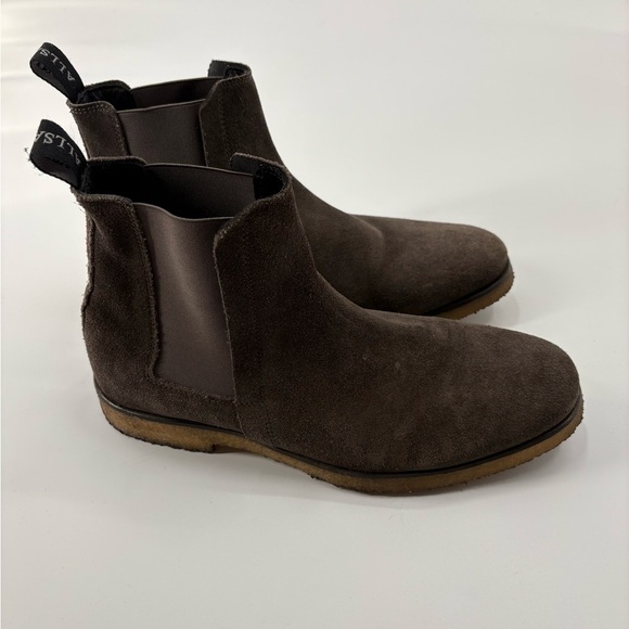 ALLSAINTS Taupe Suede Chelsea Boots western cowboy festival Shoes Men's Size 9 - Picture 2 of 14